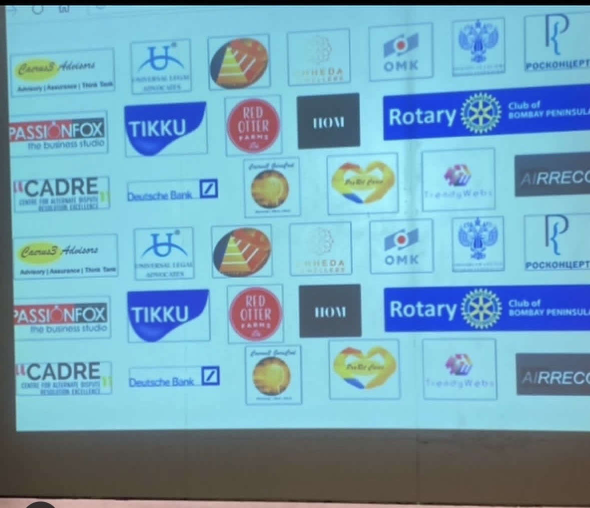 Partner and sponsor board at the Igor Butman concert, featuring TrendyWebs