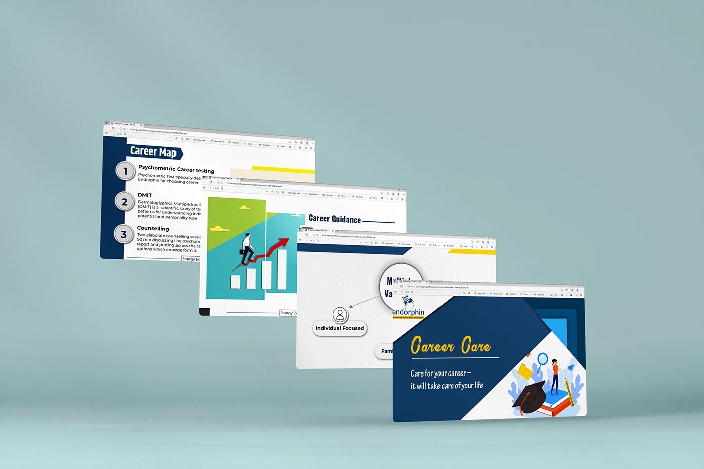 Endorphin brochure design inner spread