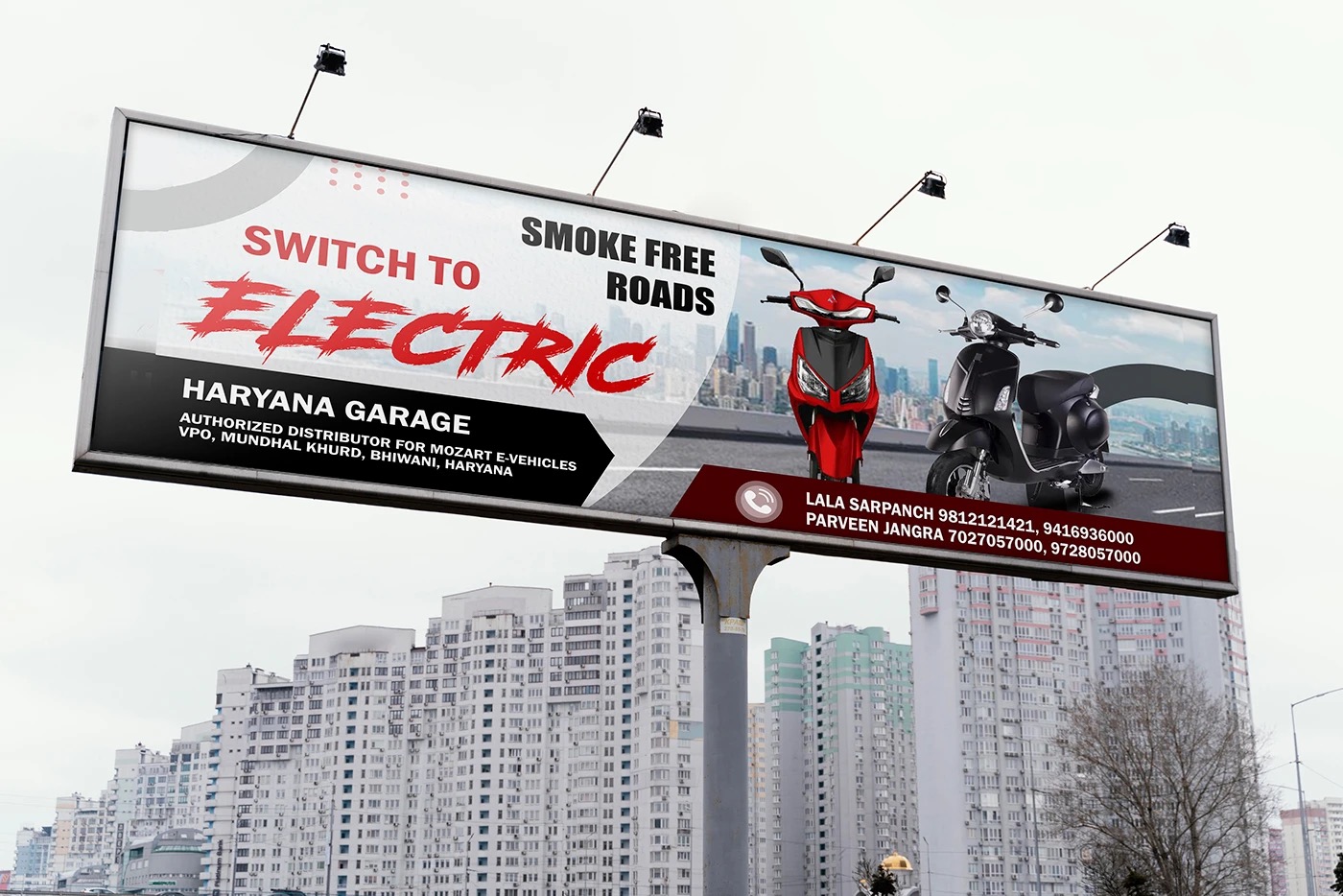 Haryana Garage Mozart e-vehicle hoarding design