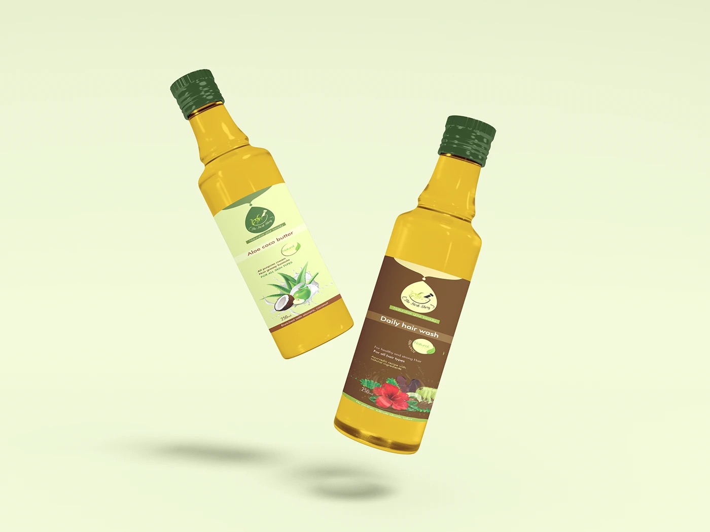 The Herb Story Aloe Coco Butter and Daily Hair Wash packaging design