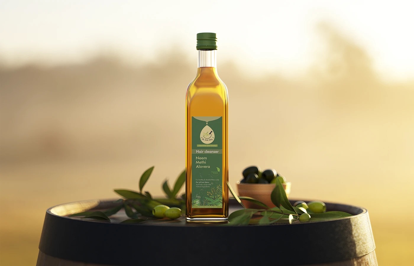 The Herb Story Neem Methi Alovera hair cleanser packaging design